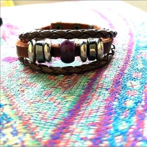 Leather bracelet with snap closure NWOT